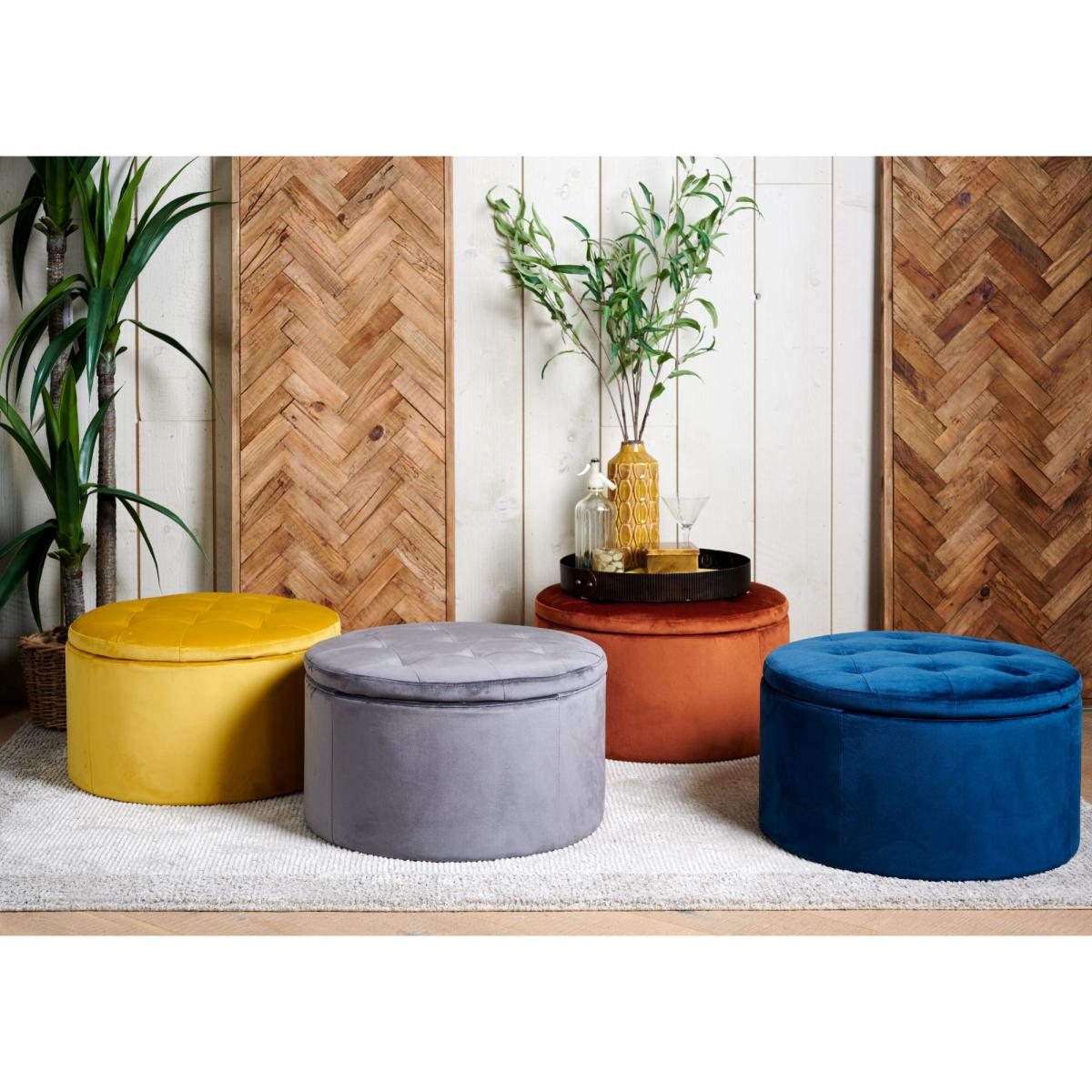 Ruby Storage Ottoman - Mustard Velvet – image 3