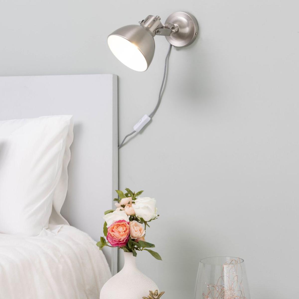 Daria Plug In Wall Light, Satin Nickel – image 2