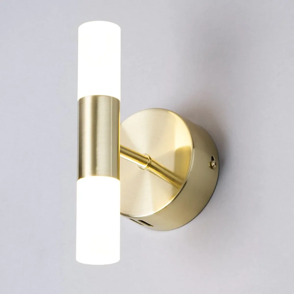 Lois Twin Frosted Wall Light, Satin Brass – image 3