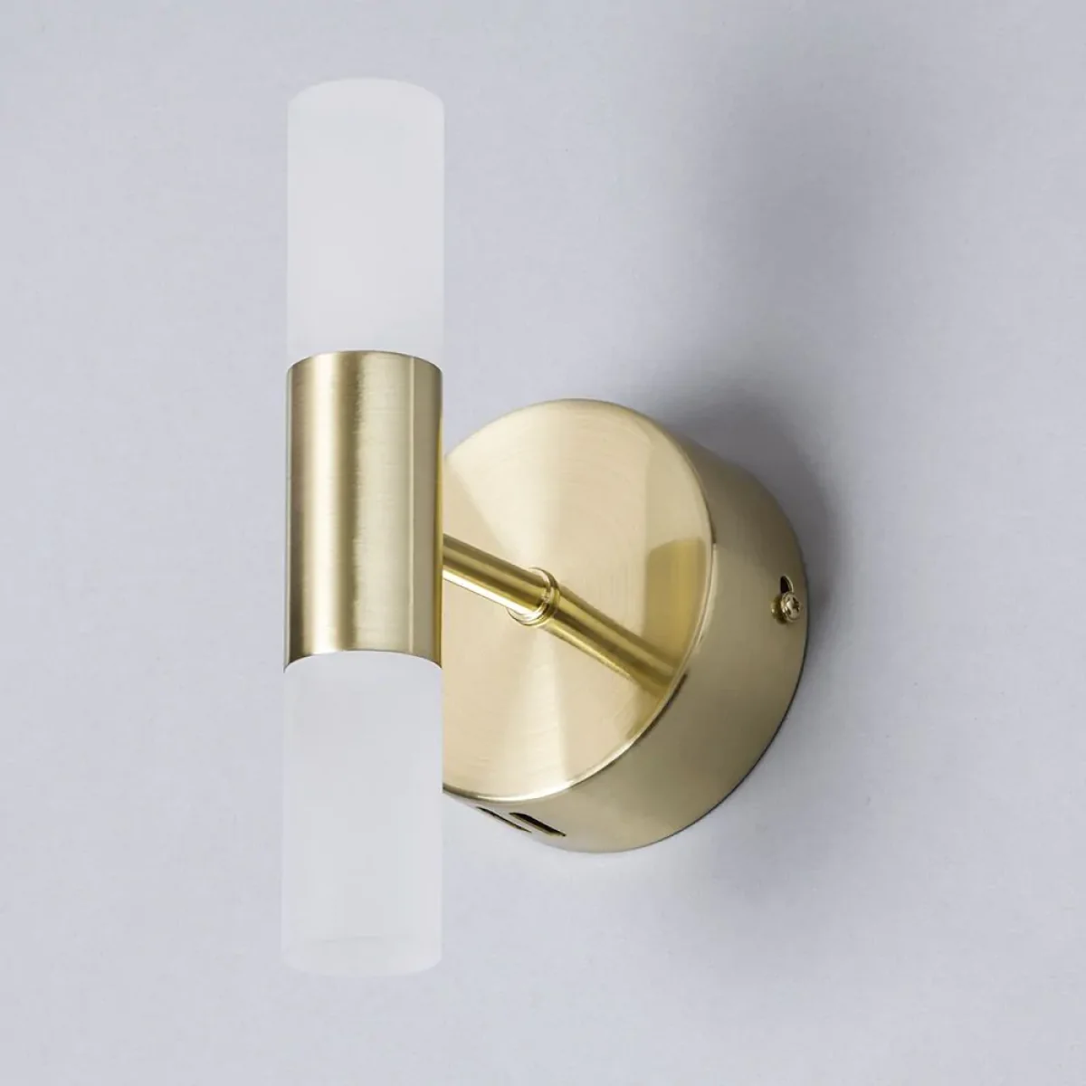 Lois Twin Frosted Wall Light, Satin Brass – image 4