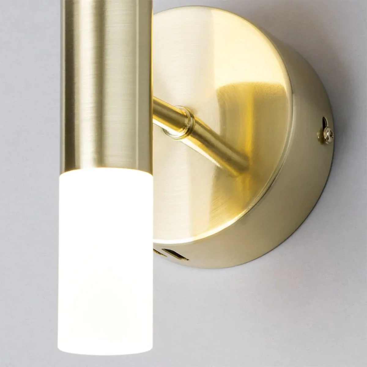 Lois Twin Frosted Wall Light, Satin Brass – image 5