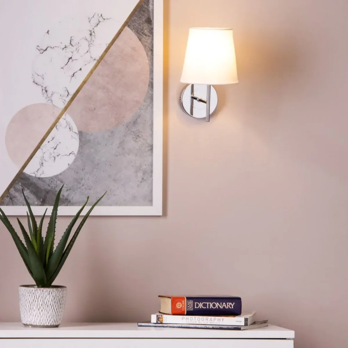 Mira Wall Light with Natural Shade, Chrome – image 2