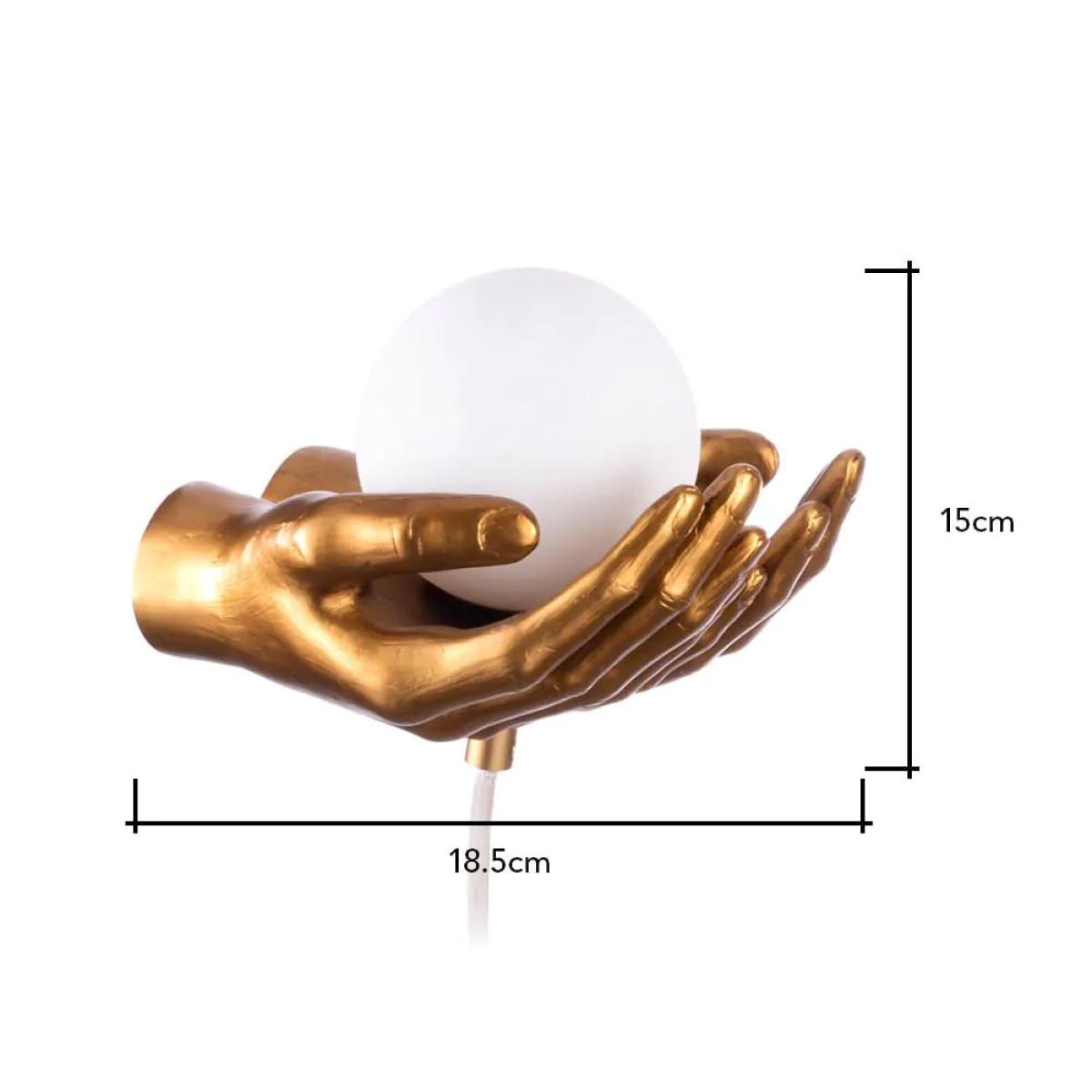 Max Hands Holding Ball Wall or Table Lamp, Antique Brass – image 6