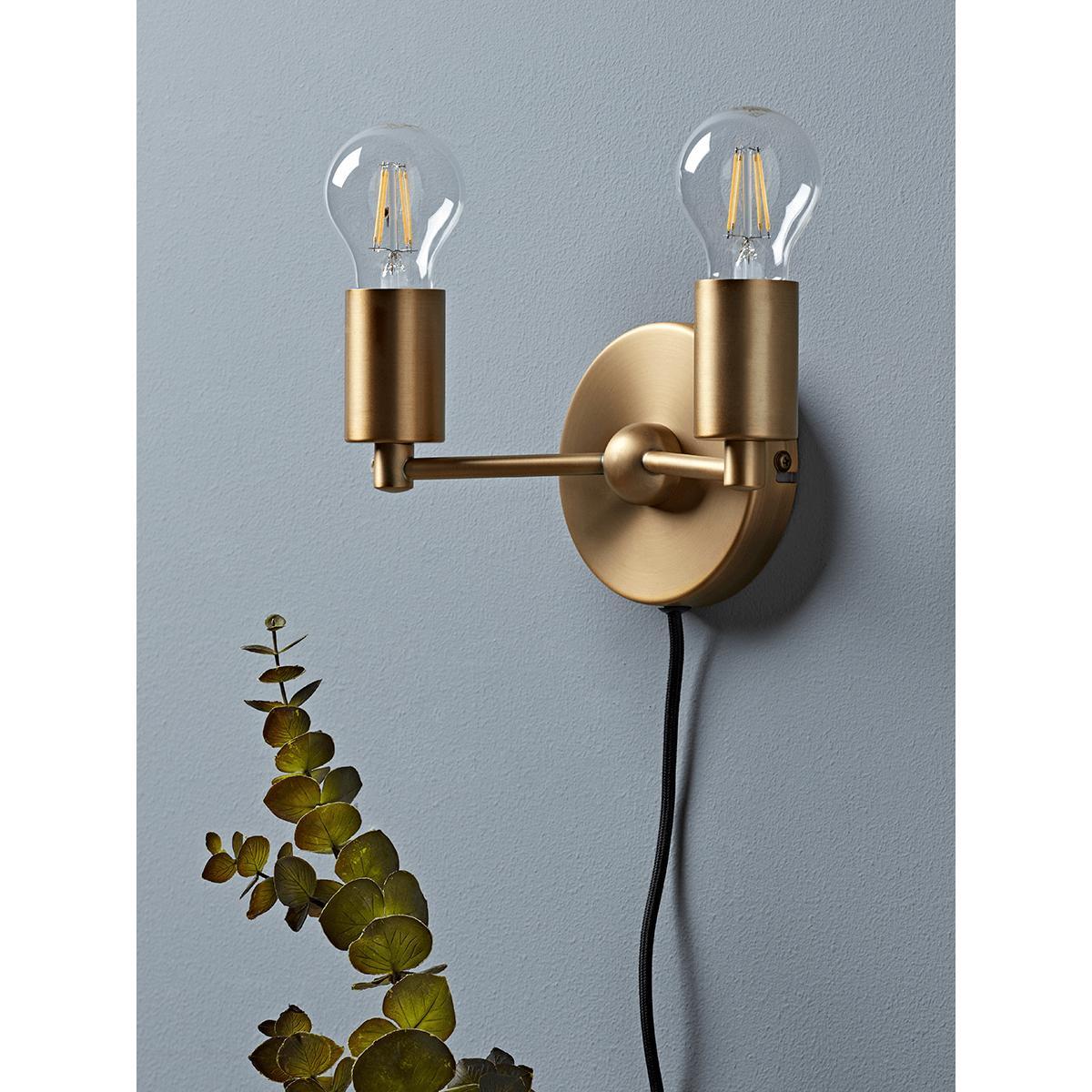 Brass Double Bulb Wall Light – image 2