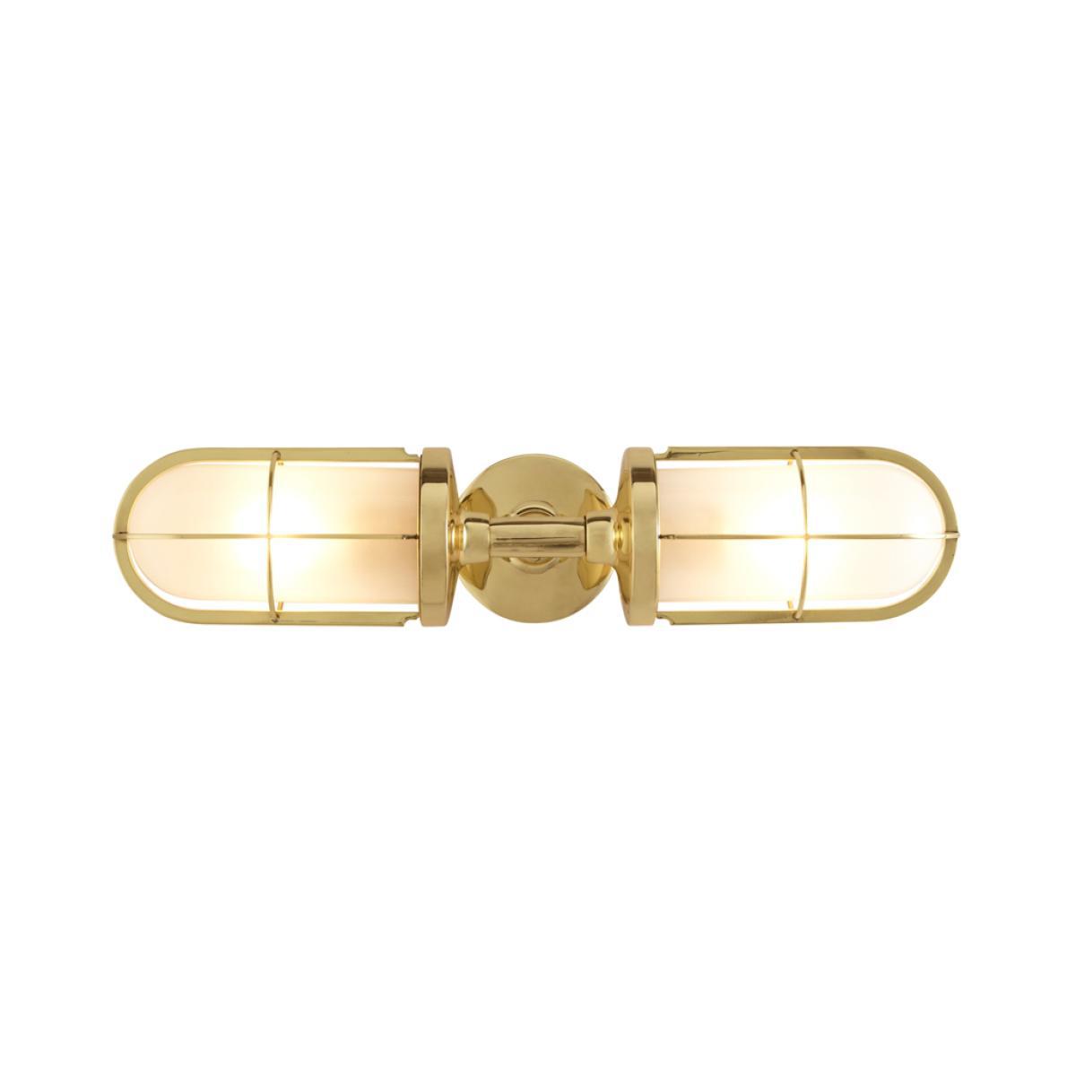 Weatherproof Ship's Double Wall Light Weathered Brass & Frosted Glass – image 3