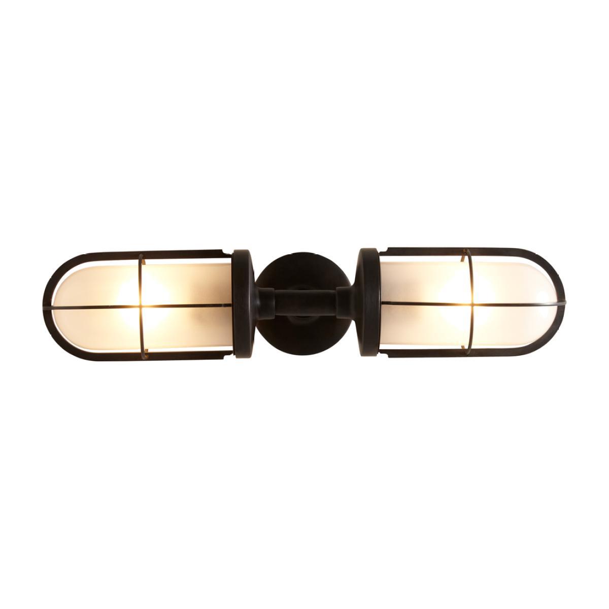 Weatherproof Ship's Double Wall Light Weathered Brass & Frosted Glass – image 1