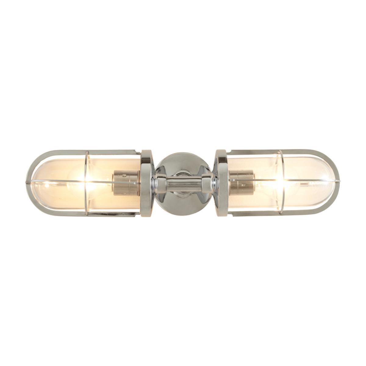 Weatherproof Ship's Double Wall Light Chrome & Clear Glass – image 1