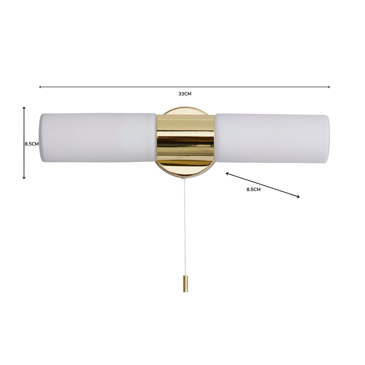 Porto Bathroom 2 Light Wall Light Brass Brass – image 6