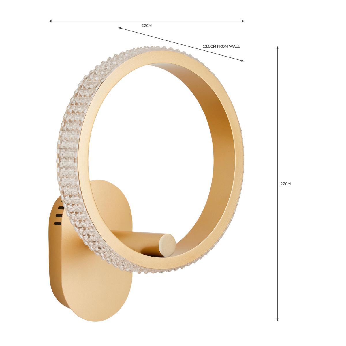 Hotel Harrogate Integrated LED Wall Light Gold – image 7