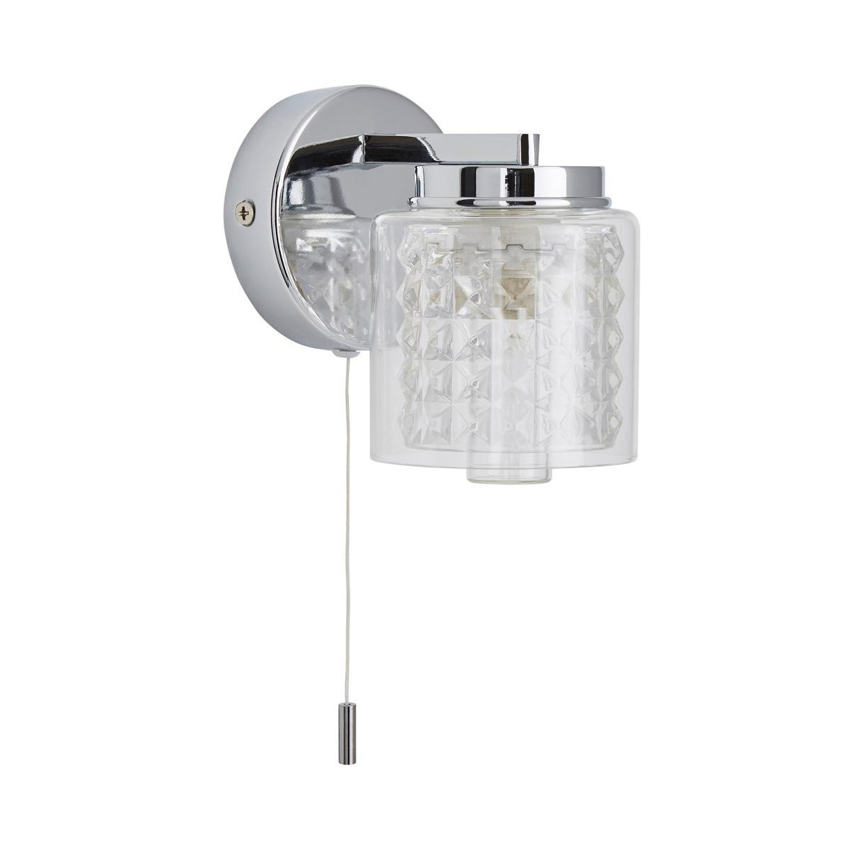 Hylton Glass Bathroom Wall Light Chrome – image 5