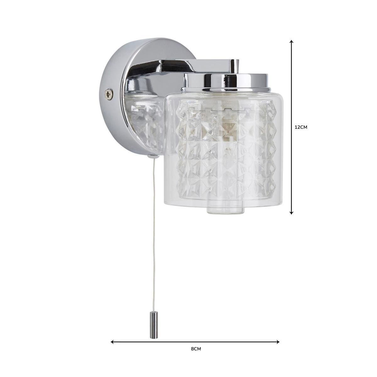Hylton Glass Bathroom Wall Light Chrome – image 6