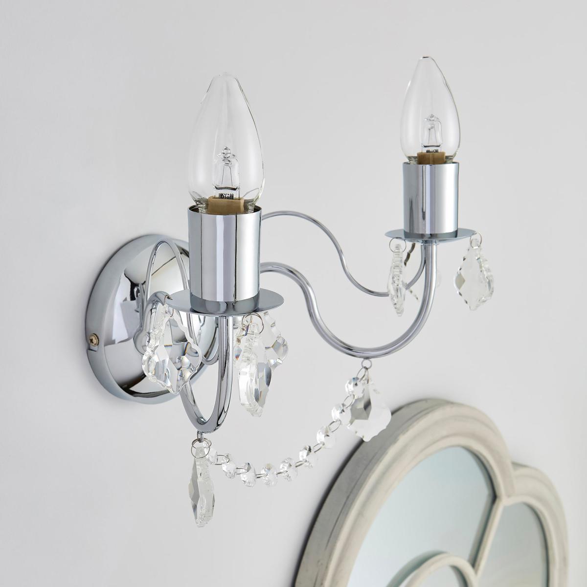 Elizabeth 2 Light Chrome Bathroom Wall Light Chrome – image 2