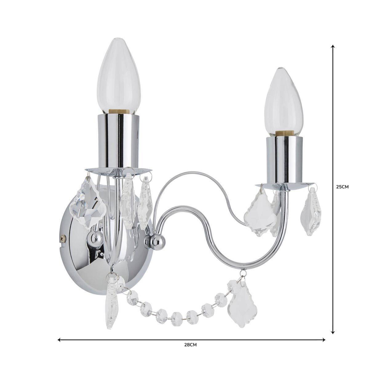 Elizabeth 2 Light Chrome Bathroom Wall Light Chrome – image 6