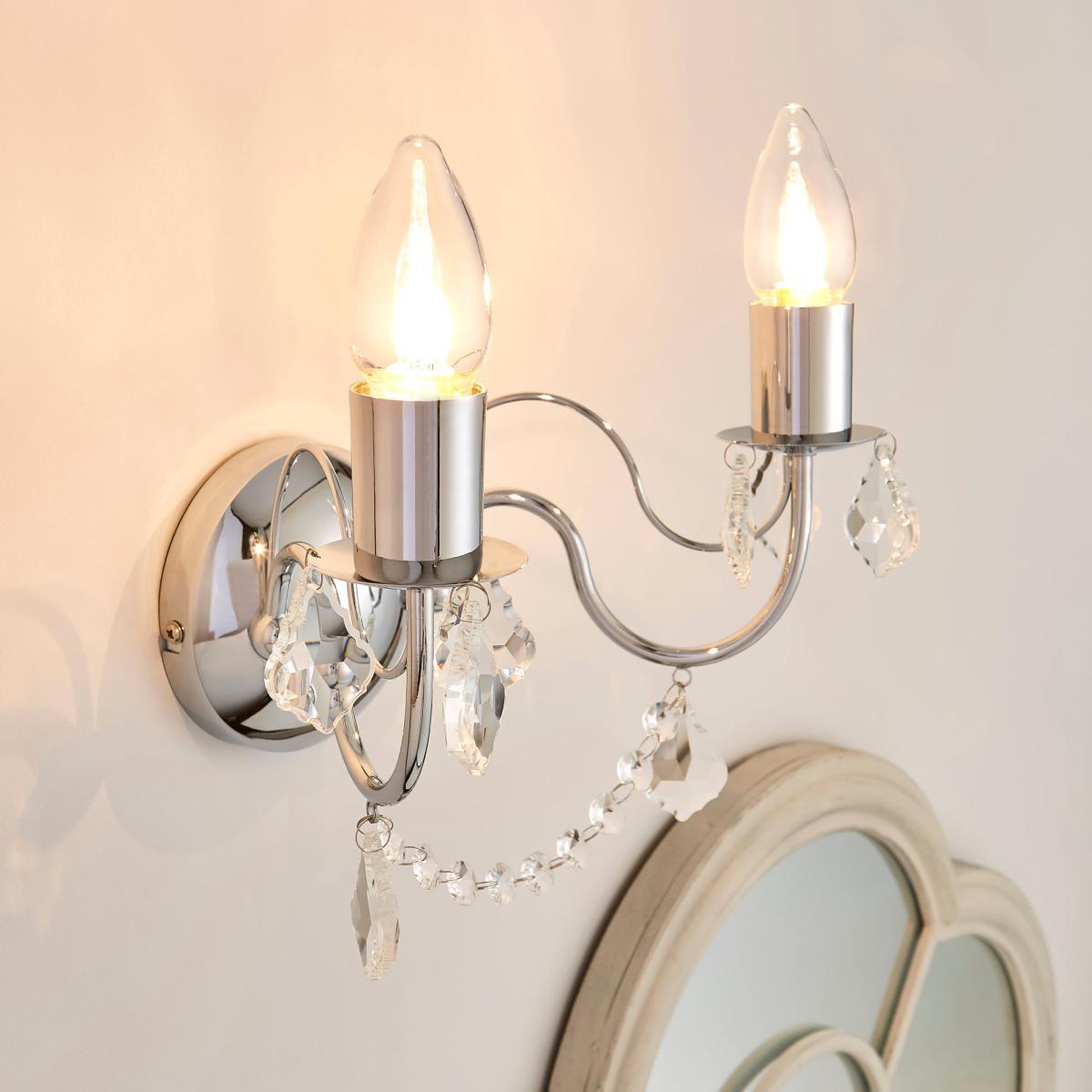 Elizabeth 2 Light Chrome Bathroom Wall Light Chrome – image 1