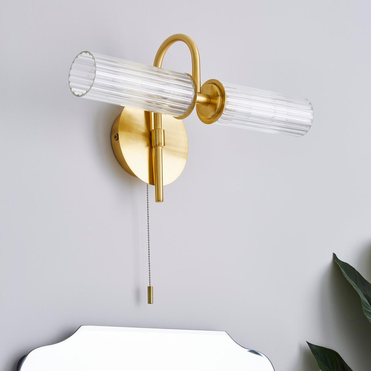 Dorma Henstone Bathroom 2 Light Wall Light Gold – image 2