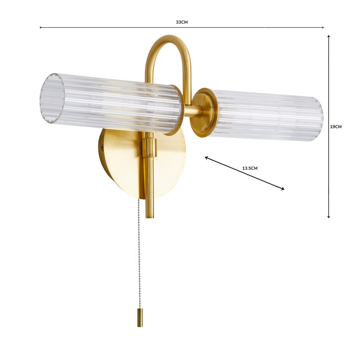 Dorma Henstone Bathroom 2 Light Wall Light Gold – image 6