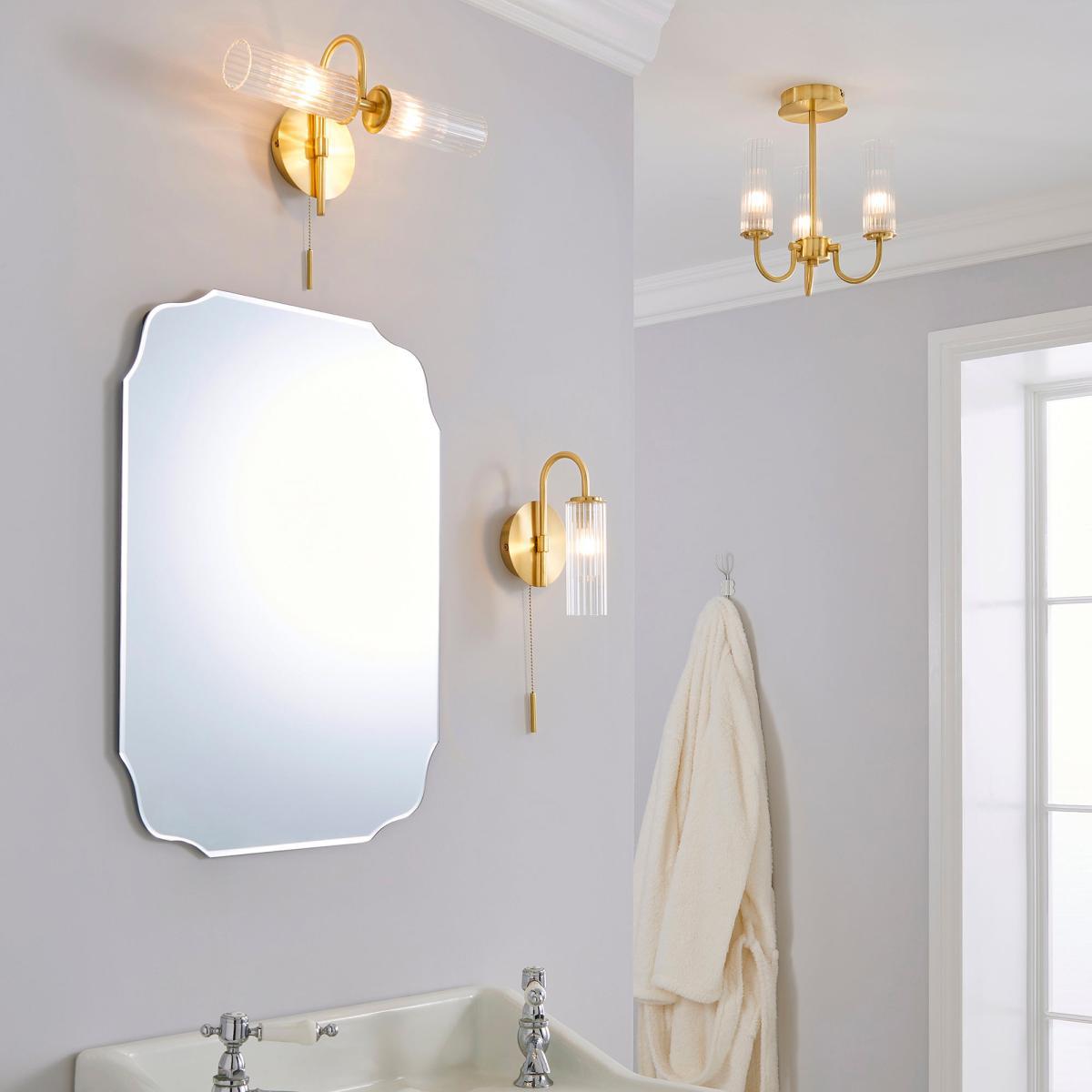 Dorma Henstone Bathroom 2 Light Wall Light Gold – image 7
