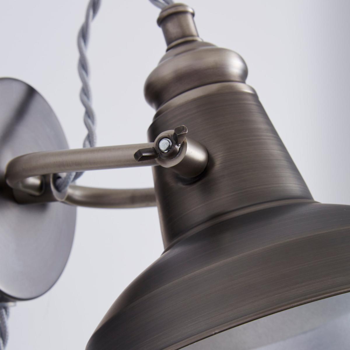 Lucas Industrial Easy Fit Plug In Wall Light Pewter Grey – image 3