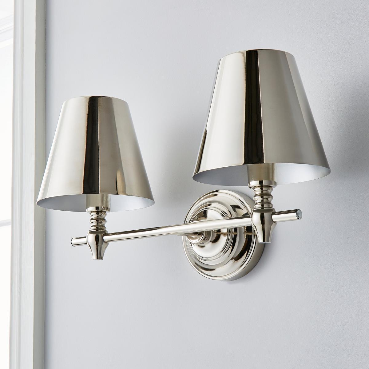 Dorma Bedford Polished Nickel 2 Light Wall Light Nickel – image 2