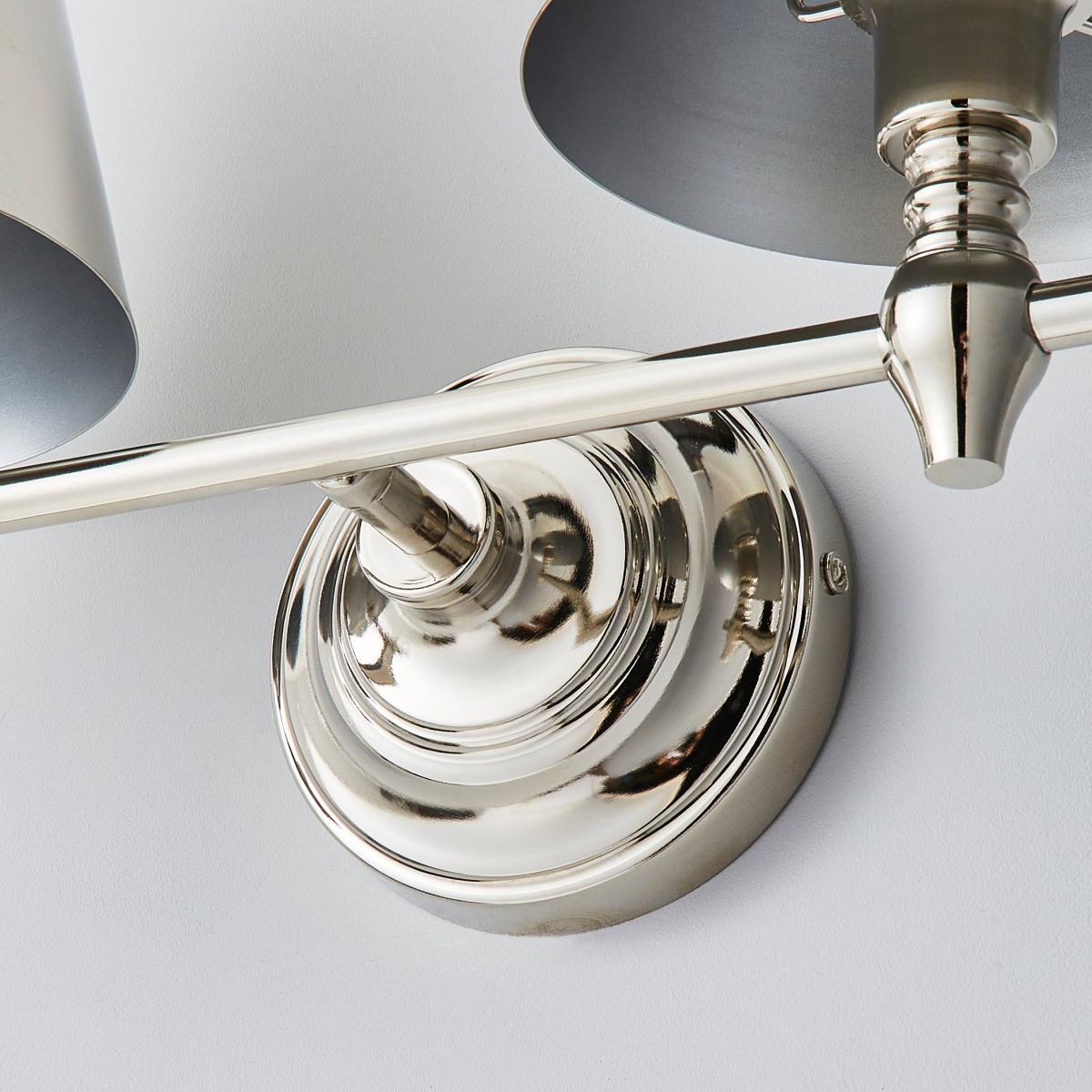 Dorma Bedford Polished Nickel 2 Light Wall Light Nickel – image 4