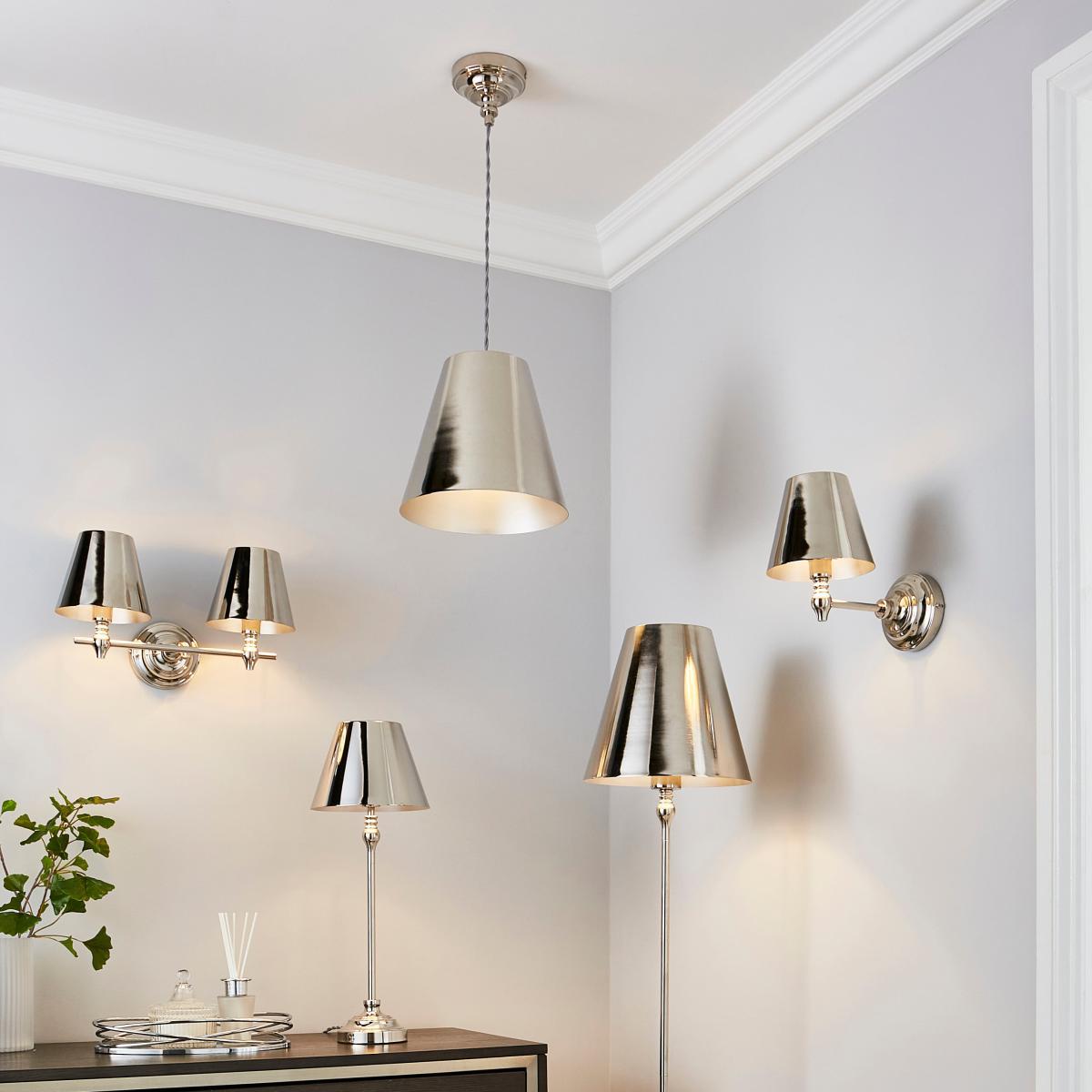 Dorma Bedford Polished Nickel 2 Light Wall Light Nickel – image 6