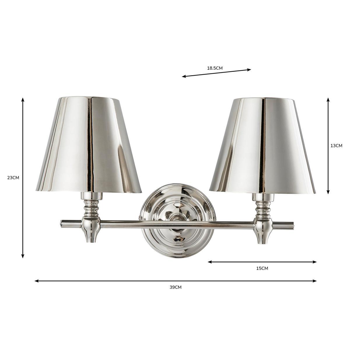 Dorma Bedford Polished Nickel 2 Light Wall Light Nickel – image 7