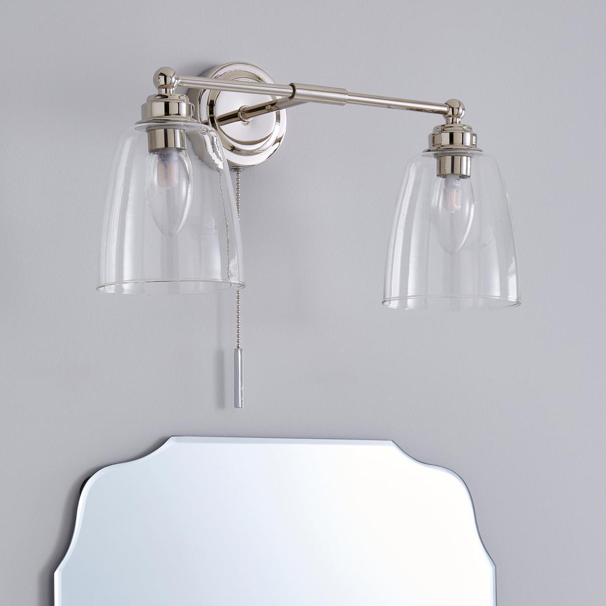 Dorma Uxbridge Bathroom 2 Light Wall Light Nickel Nickel – image 2