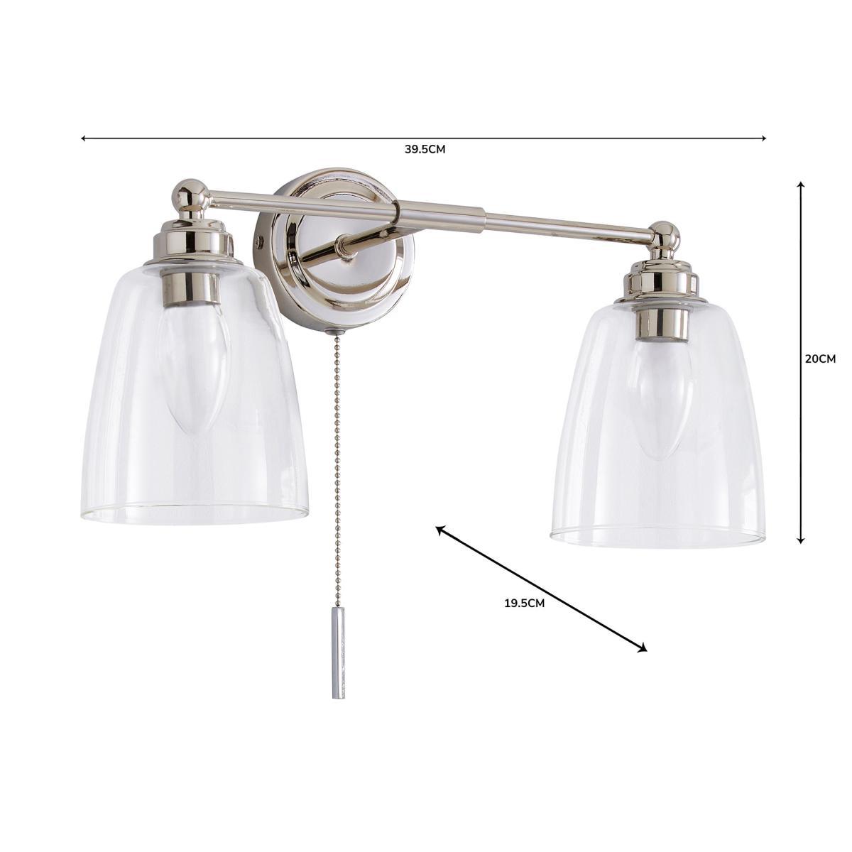 Dorma Uxbridge Bathroom 2 Light Wall Light Nickel Nickel – image 6