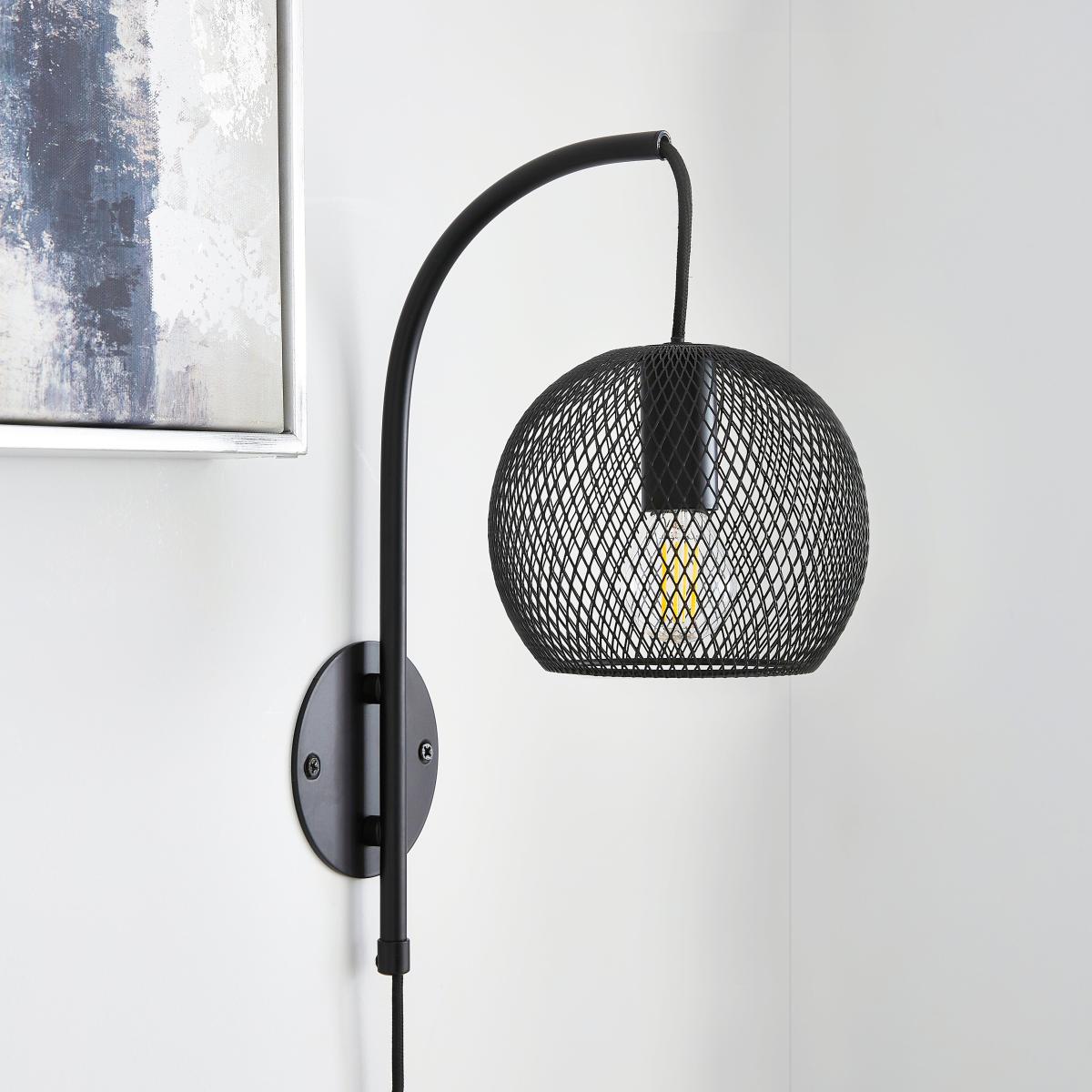 Harrison Easy Fit Plug In Wall Light Black – image 2