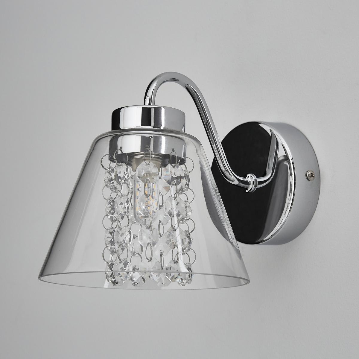 Tyara Chrome Crystal Detail Wall Light Silver – image 2