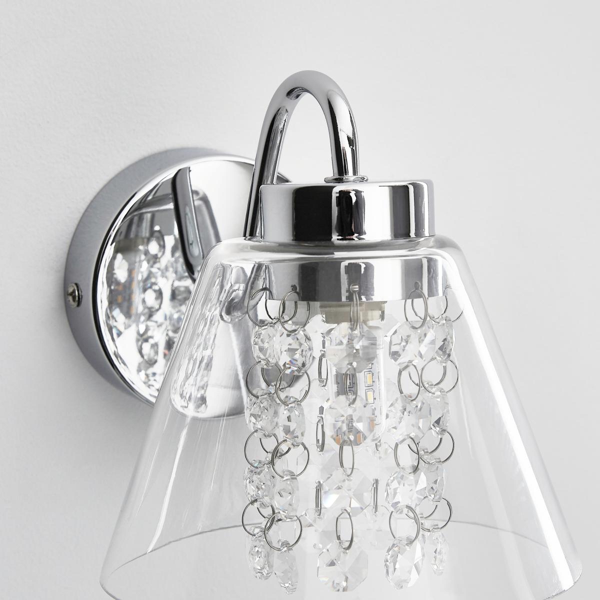 Tyara Chrome Crystal Detail Wall Light Silver – image 3