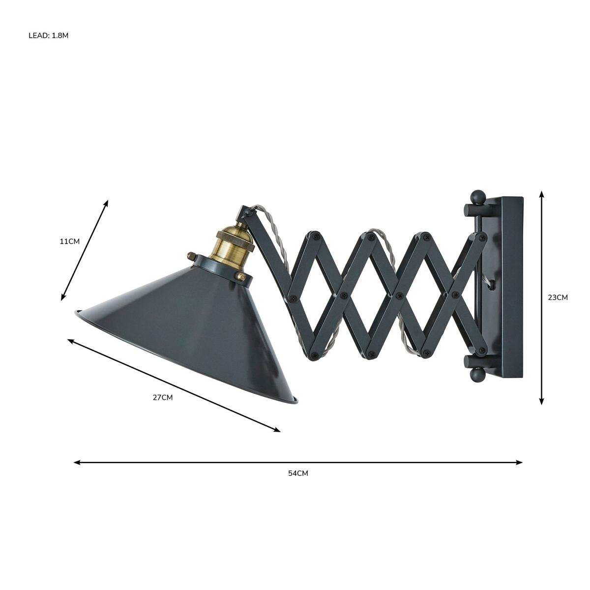 Logan Extendable Plug In Grey Wall Light Grey – image 7