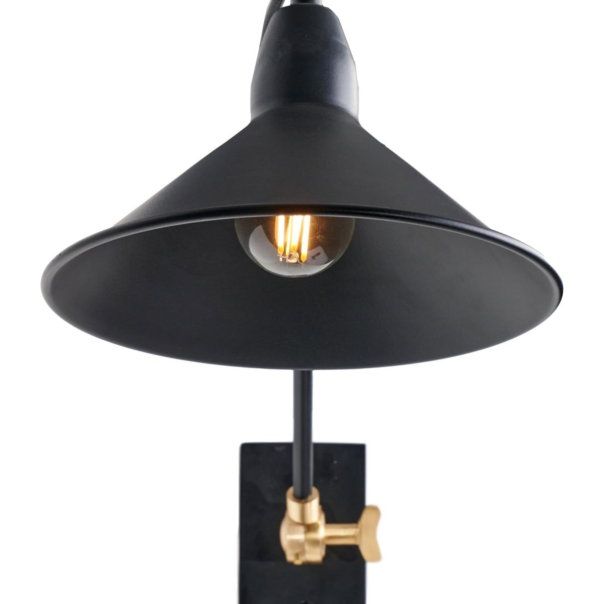 Canton Matt Black and Brass Metal Cone Wall Light Black – image 3