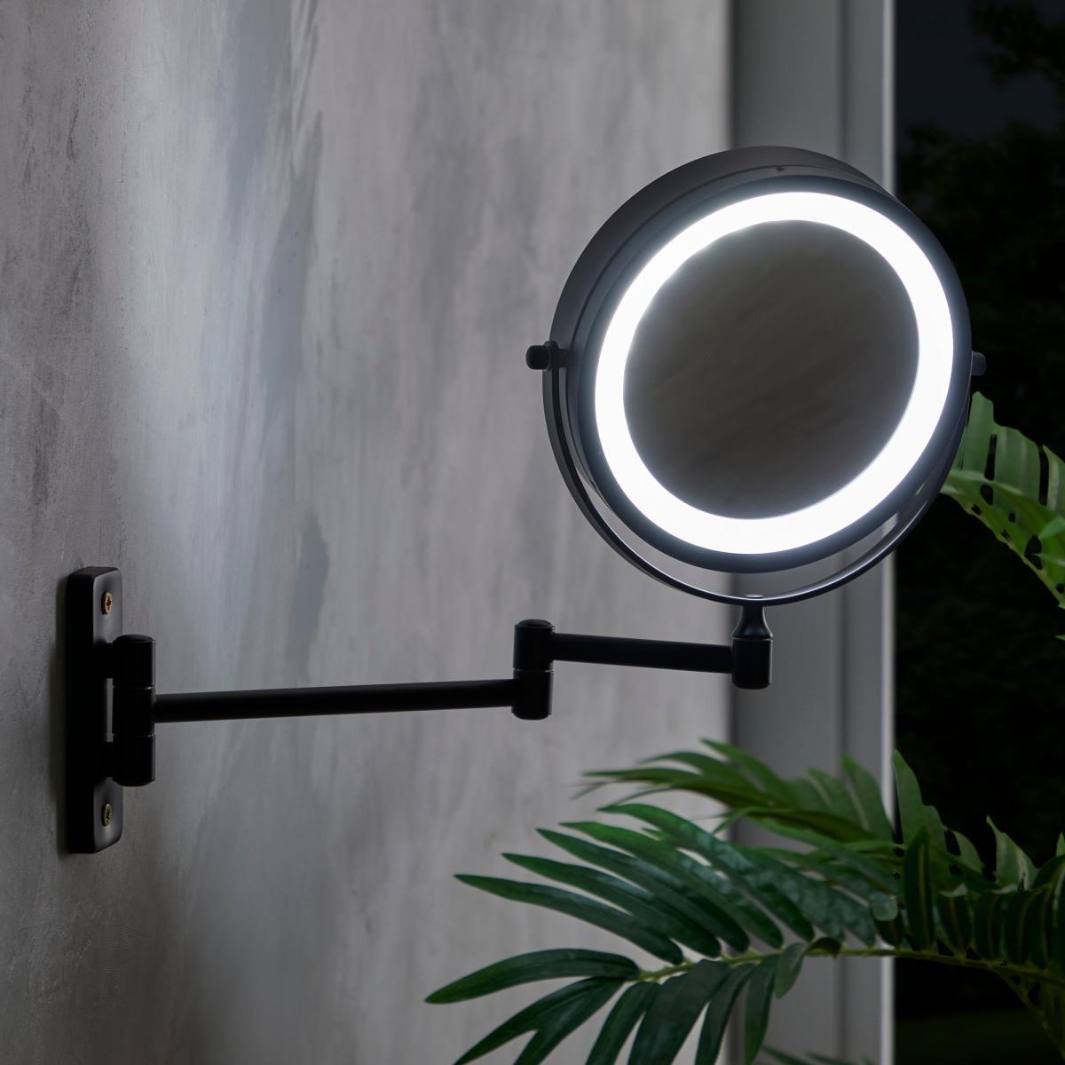 Black 7" Double Sided LED Wall Mirror Black – image 2