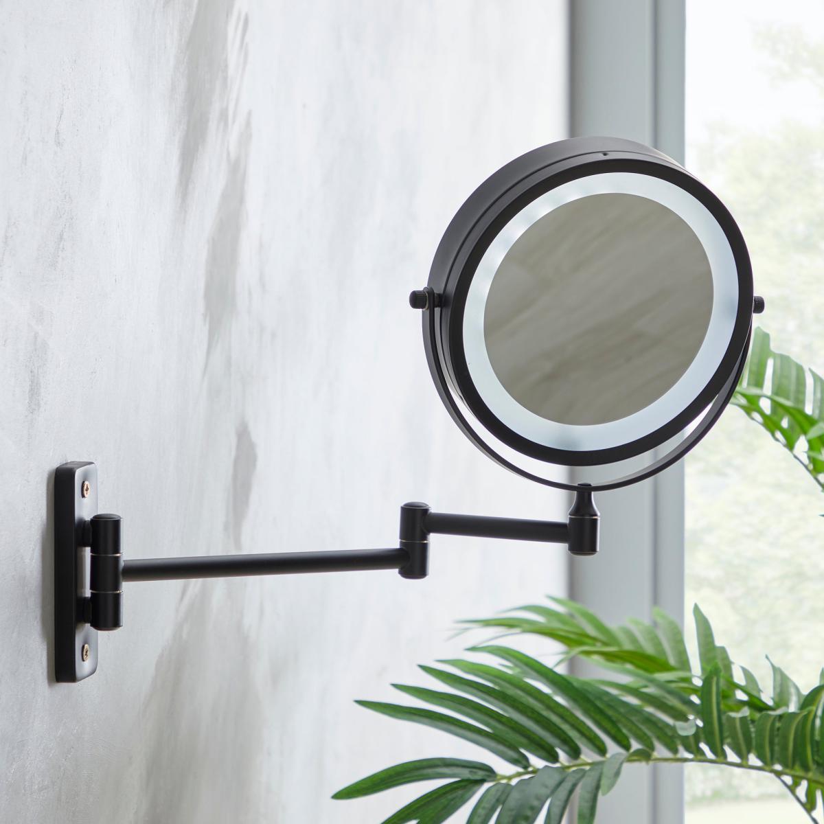 Black 7" Double Sided LED Wall Mirror Black – image 1