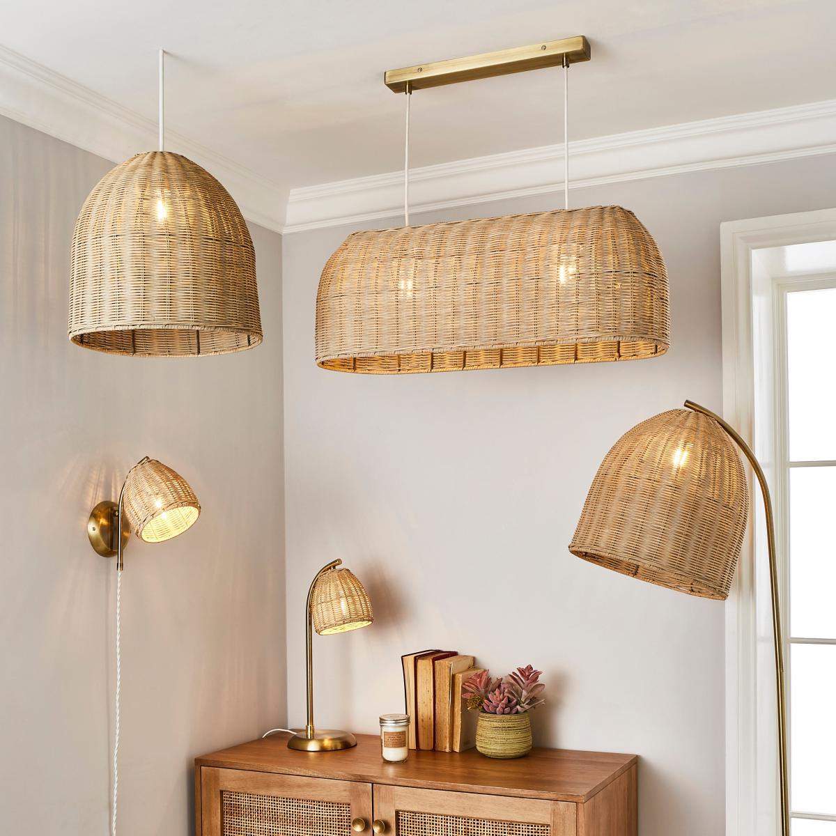 Churchgate Cotes Rattan Plug In Wall Light Brass – image 6