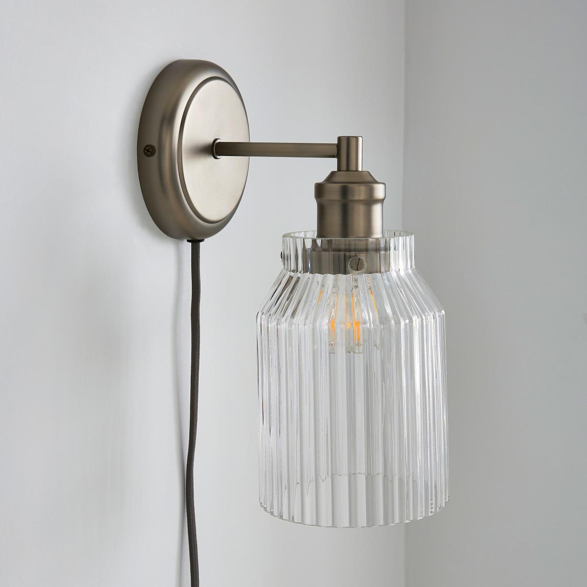 Tobias Easy Fit Plug In Wall Light Pewter (Grey) – image 2