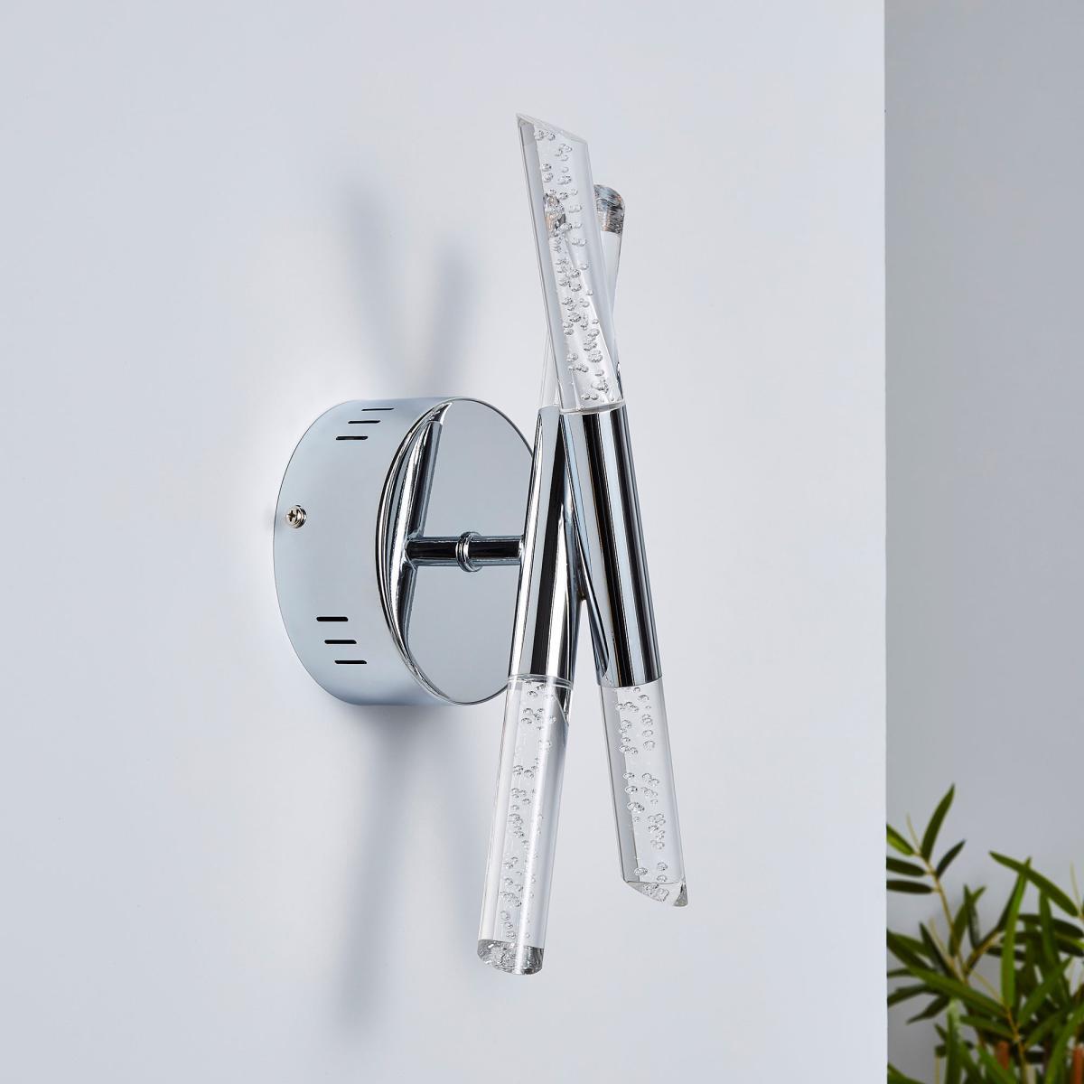 Tassani 2 Light Integrated LED Bubble Glass Wall Light Silver, Chrome – image 2