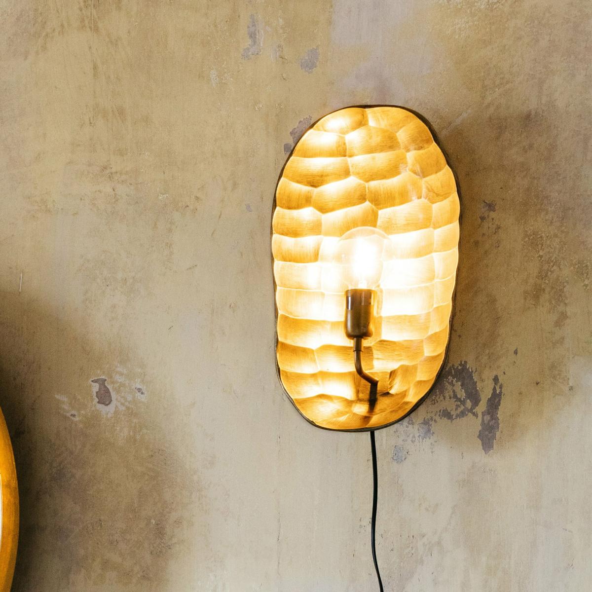 Gold Hammered Wall Light