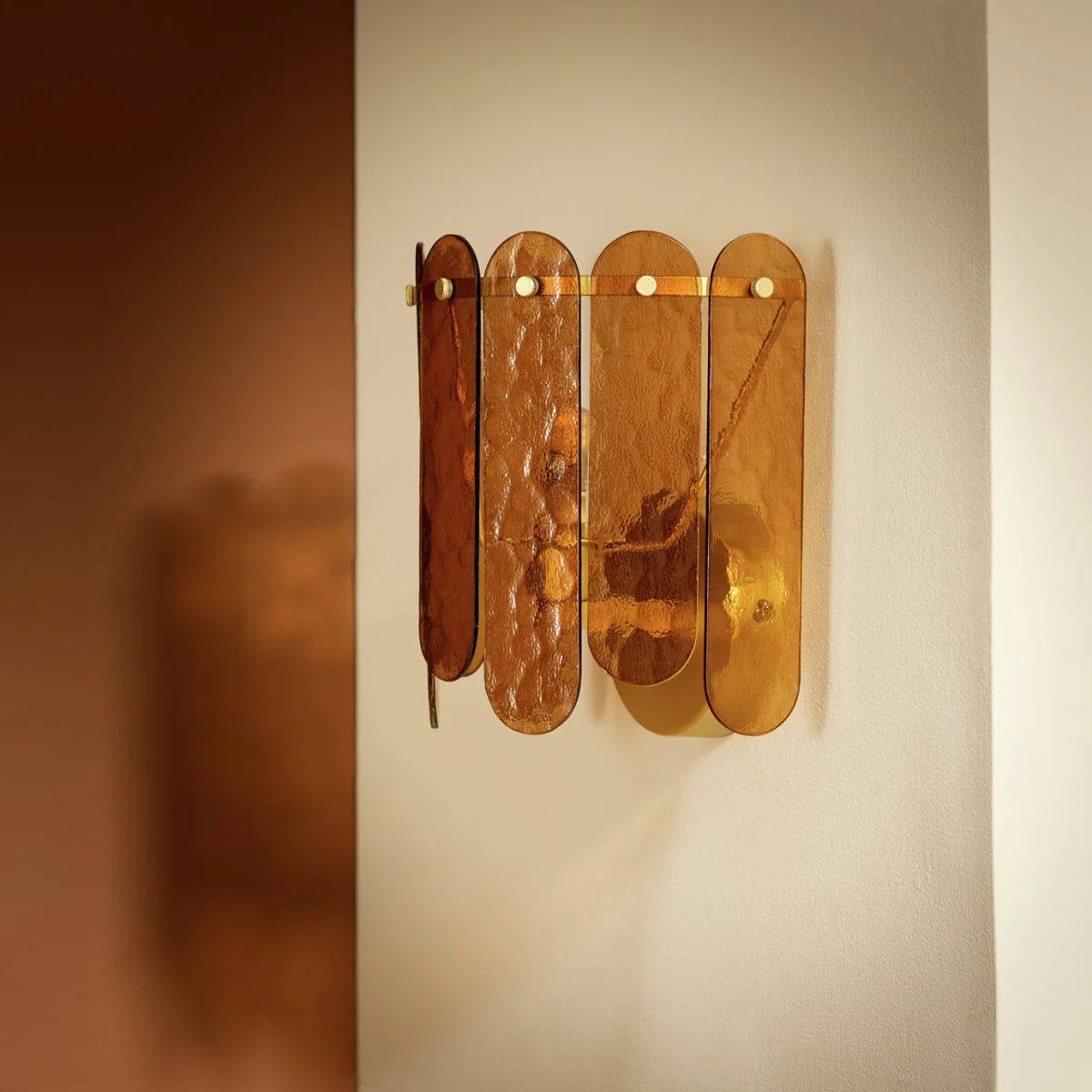 Habitat Textured Glass Wall Light - Amber – image 2