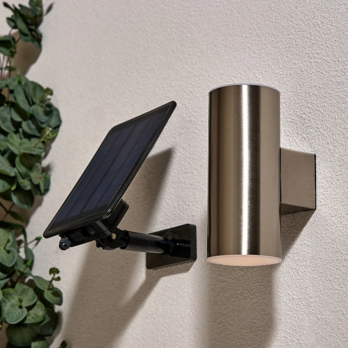Solar LED Up & Down Wall Light - Stainless Steel