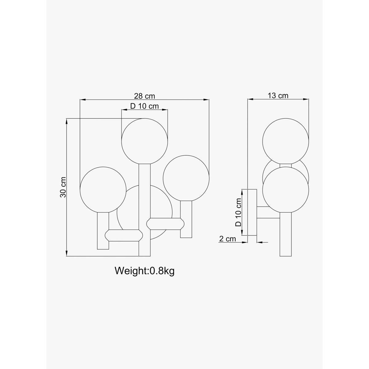 John Lewis Modern 3 Arm Wall Light, Matt Gold – image 6