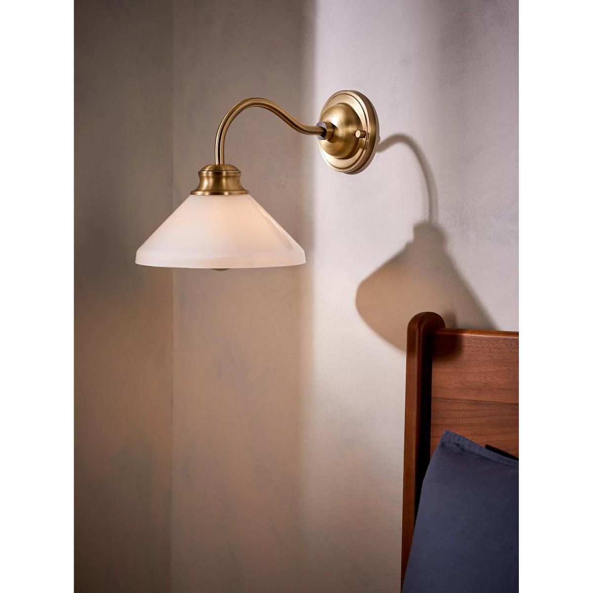 John Lewis Tula Opaline Wall Light, Matt Antique Brass – image 2