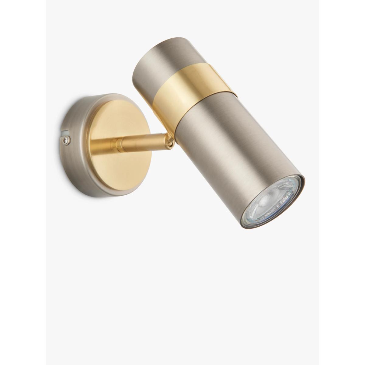 John Lewis Obi Single Spotlight Wall Light, Matte Nickle/Gold – image 2