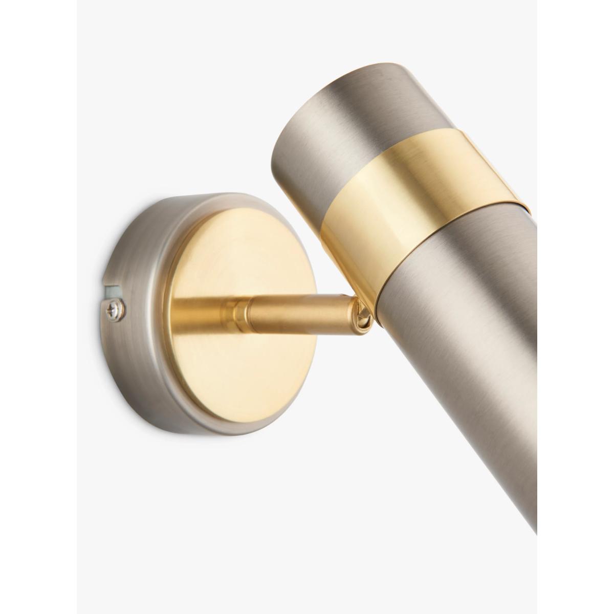John Lewis Obi Single Spotlight Wall Light, Matte Nickle/Gold – image 3