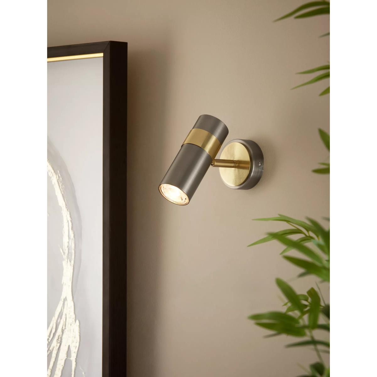 John Lewis Obi Single Spotlight Wall Light, Matte Nickle/Gold – image 4
