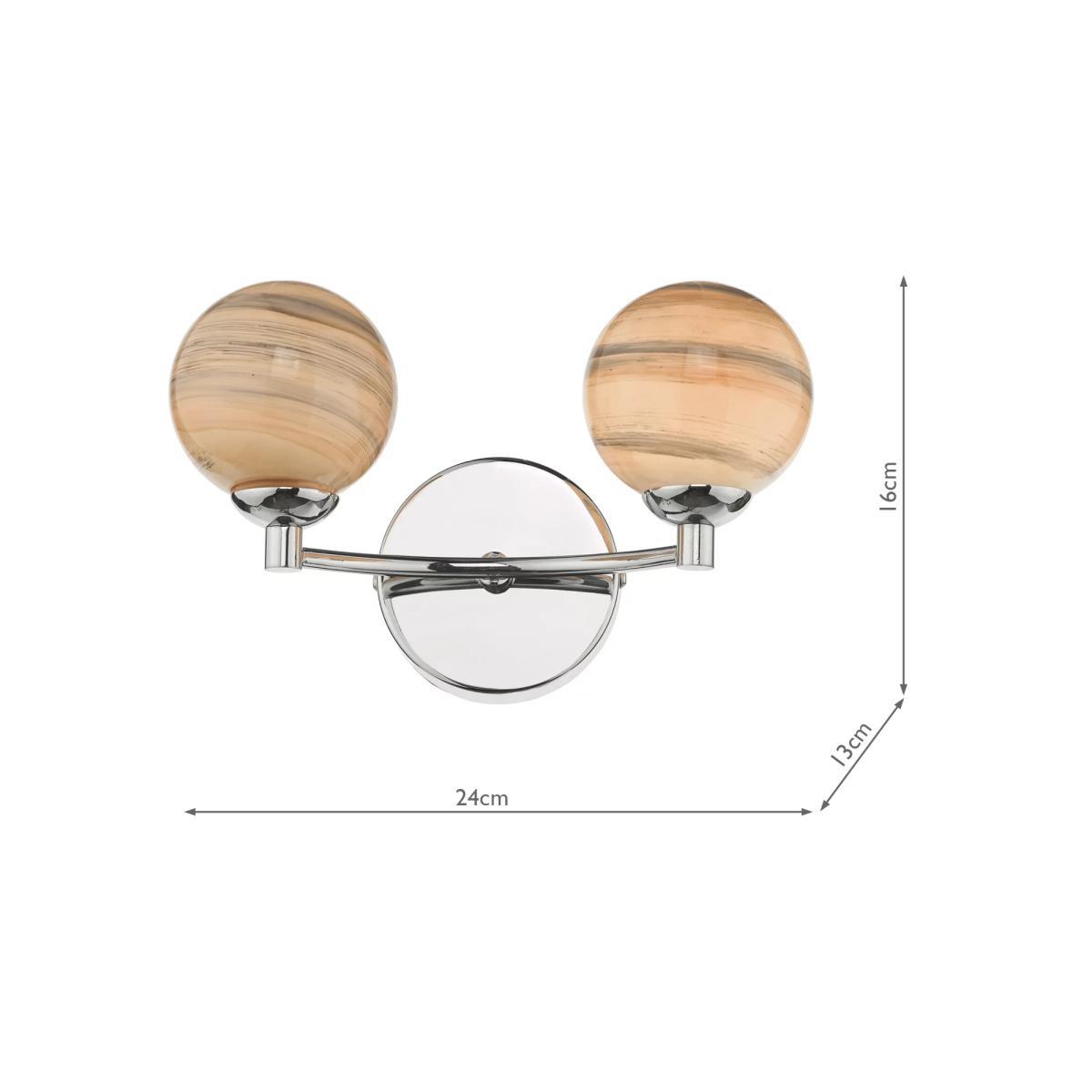 Där Mikara Double Arm Glass Wall Light, Polished Chrome – image 5