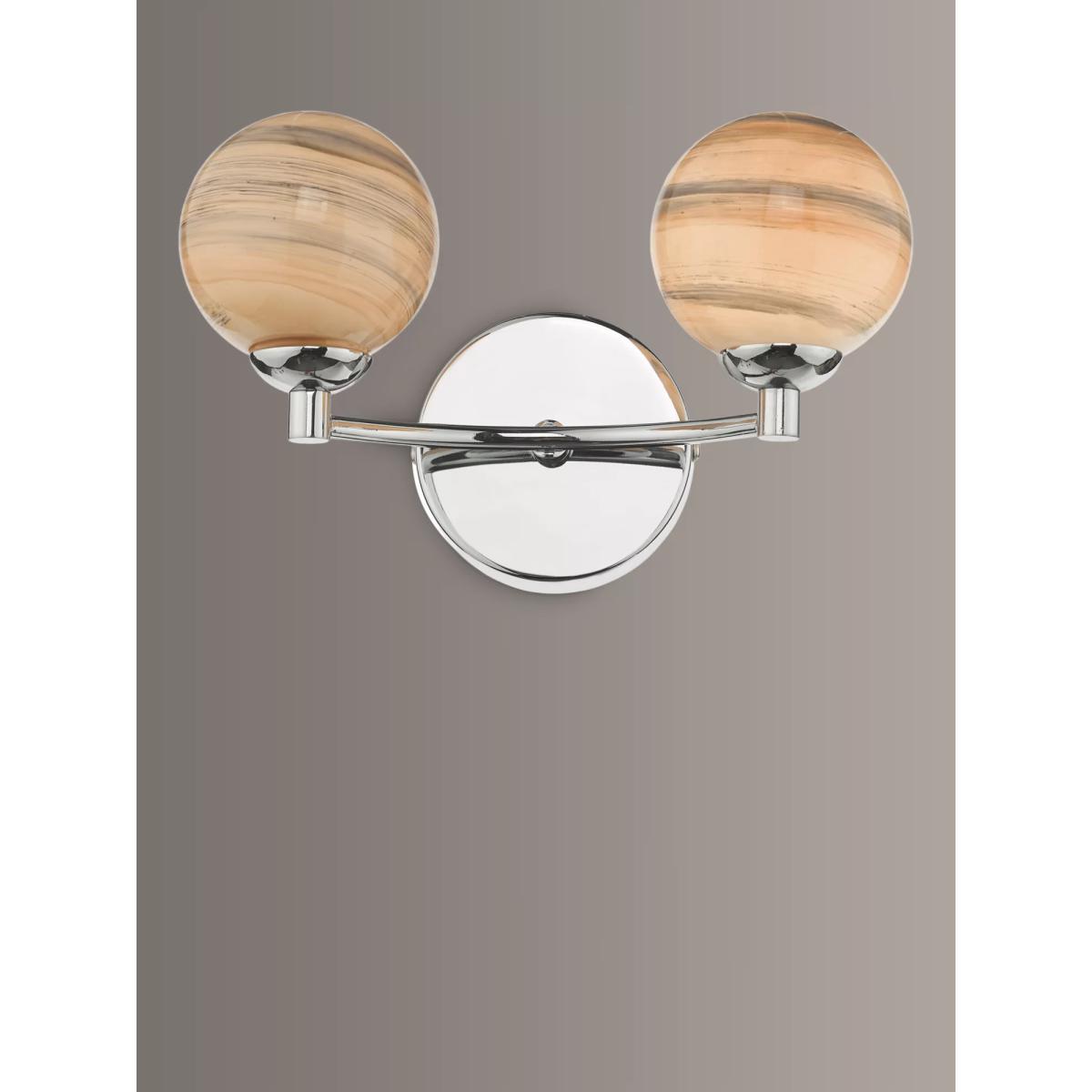 Där Mikara Double Arm Glass Wall Light, Polished Chrome – image 1