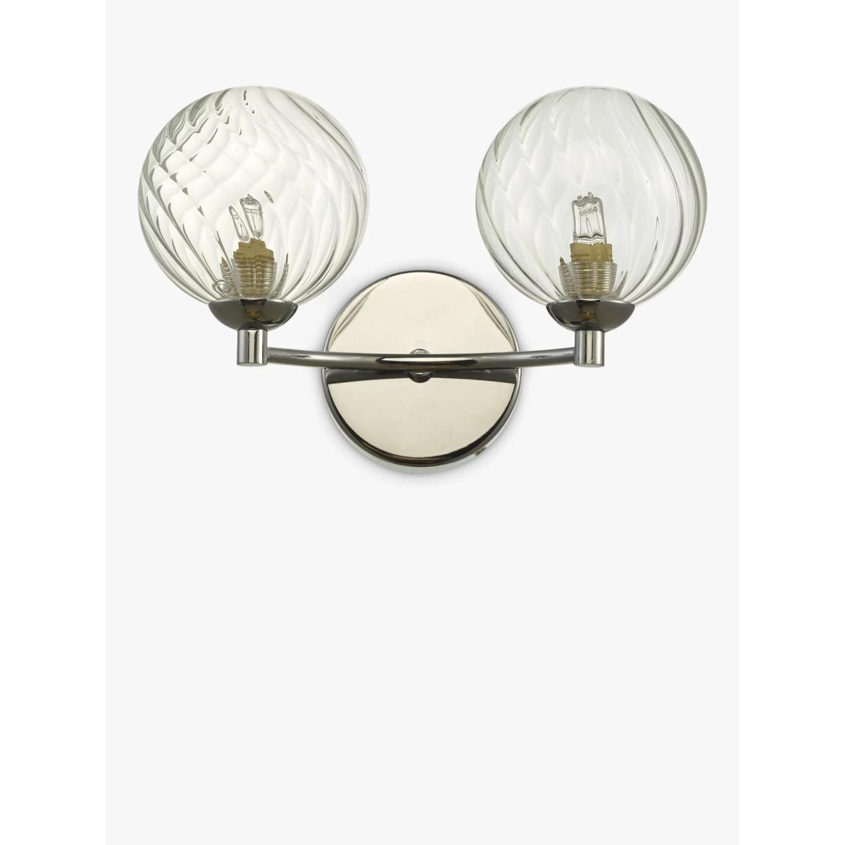 Där Izzy Double Arm Twisted Glass Wall Light, Clear/Polished Chrome – image 2