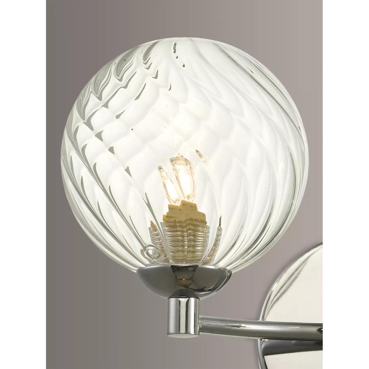 Där Izzy Double Arm Twisted Glass Wall Light, Clear/Polished Chrome – image 3